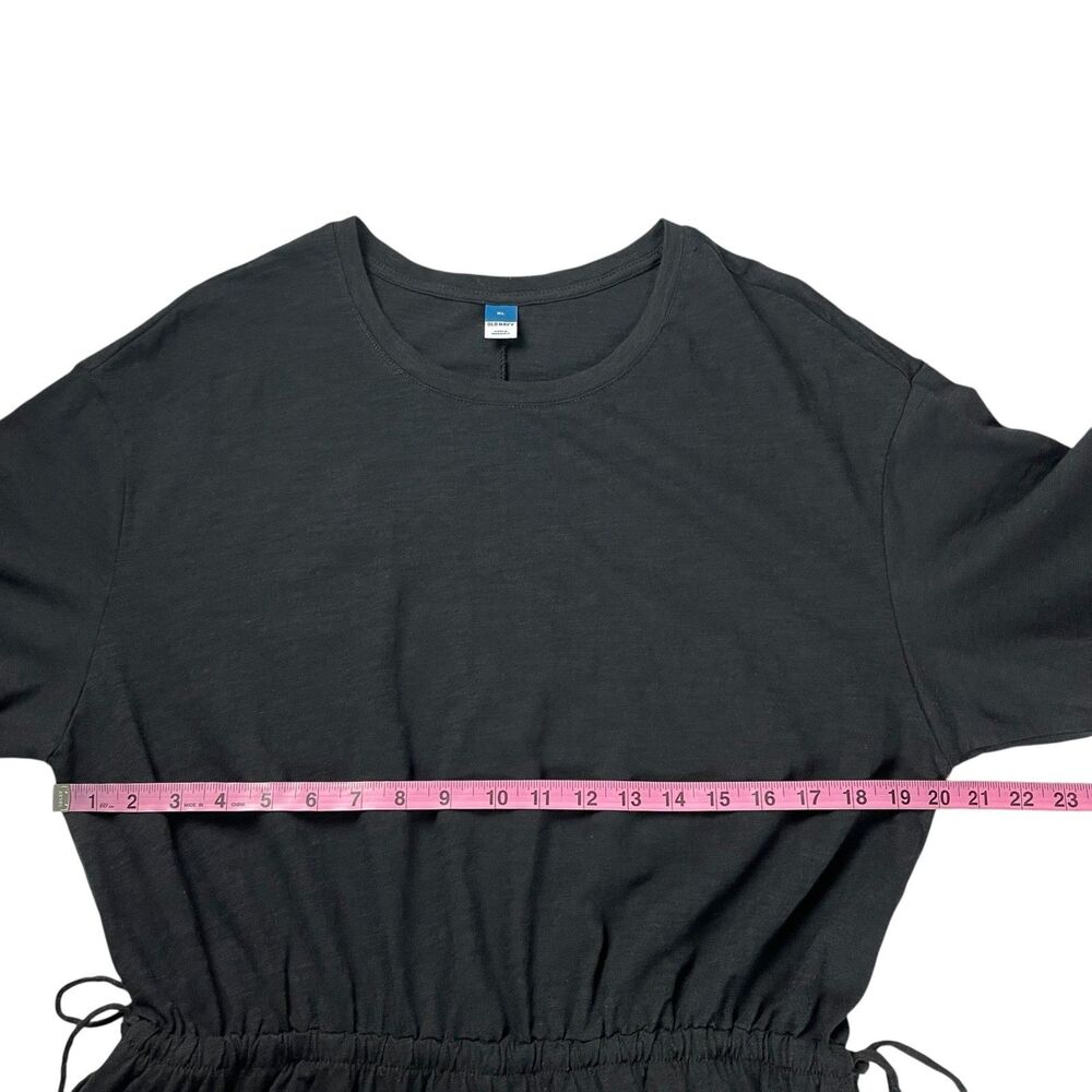 Old Navy Women's Dress XL Black Short Sleeve Cinched Waist Drawstring Cotton - Picture 8 of 11